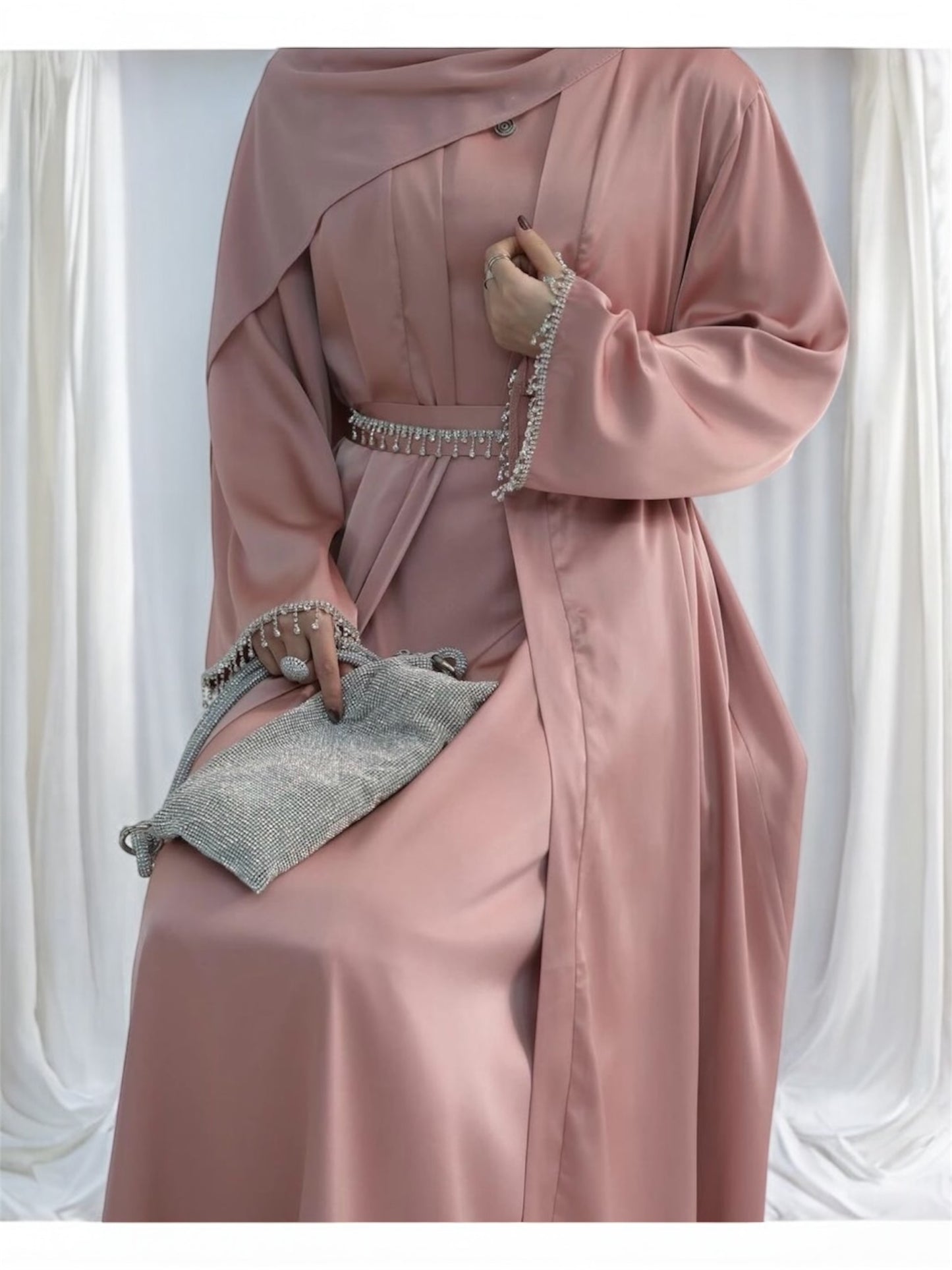 Zeenat Abaya-Rose pink