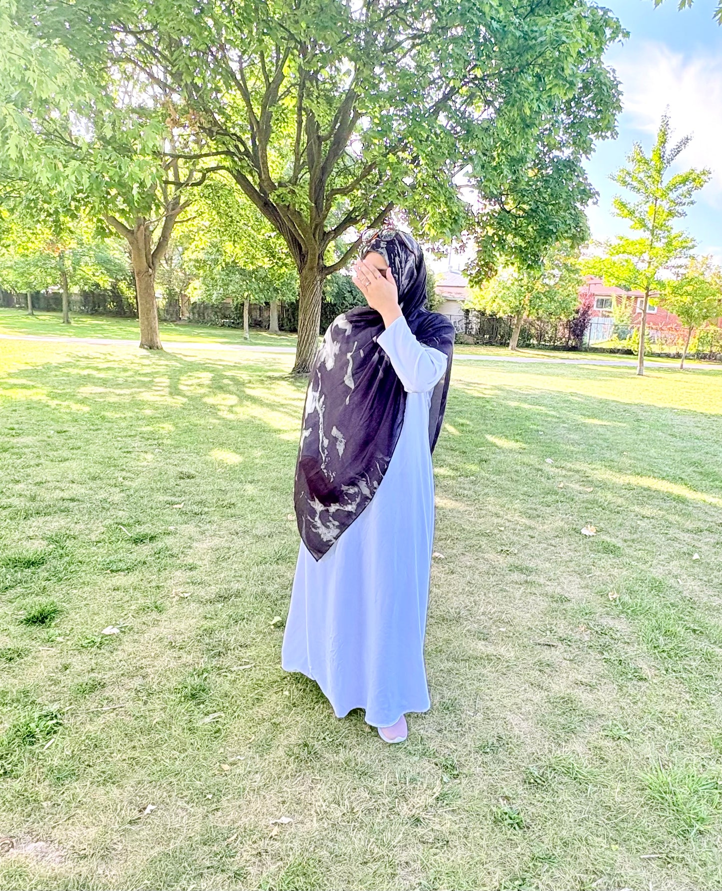 Printed Modal Hijab-Midnight Marble