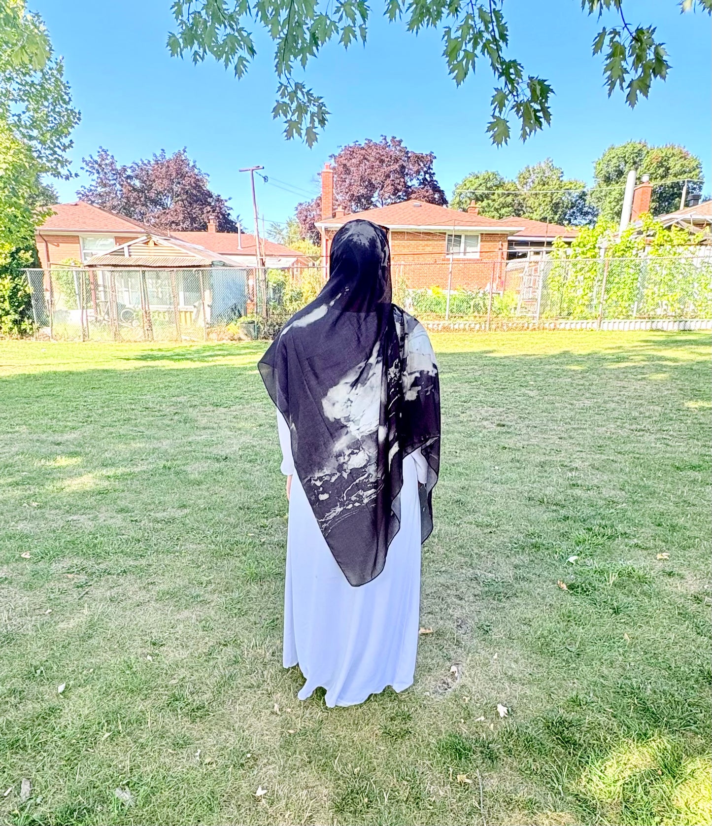 Printed Modal Hijab-Midnight Marble