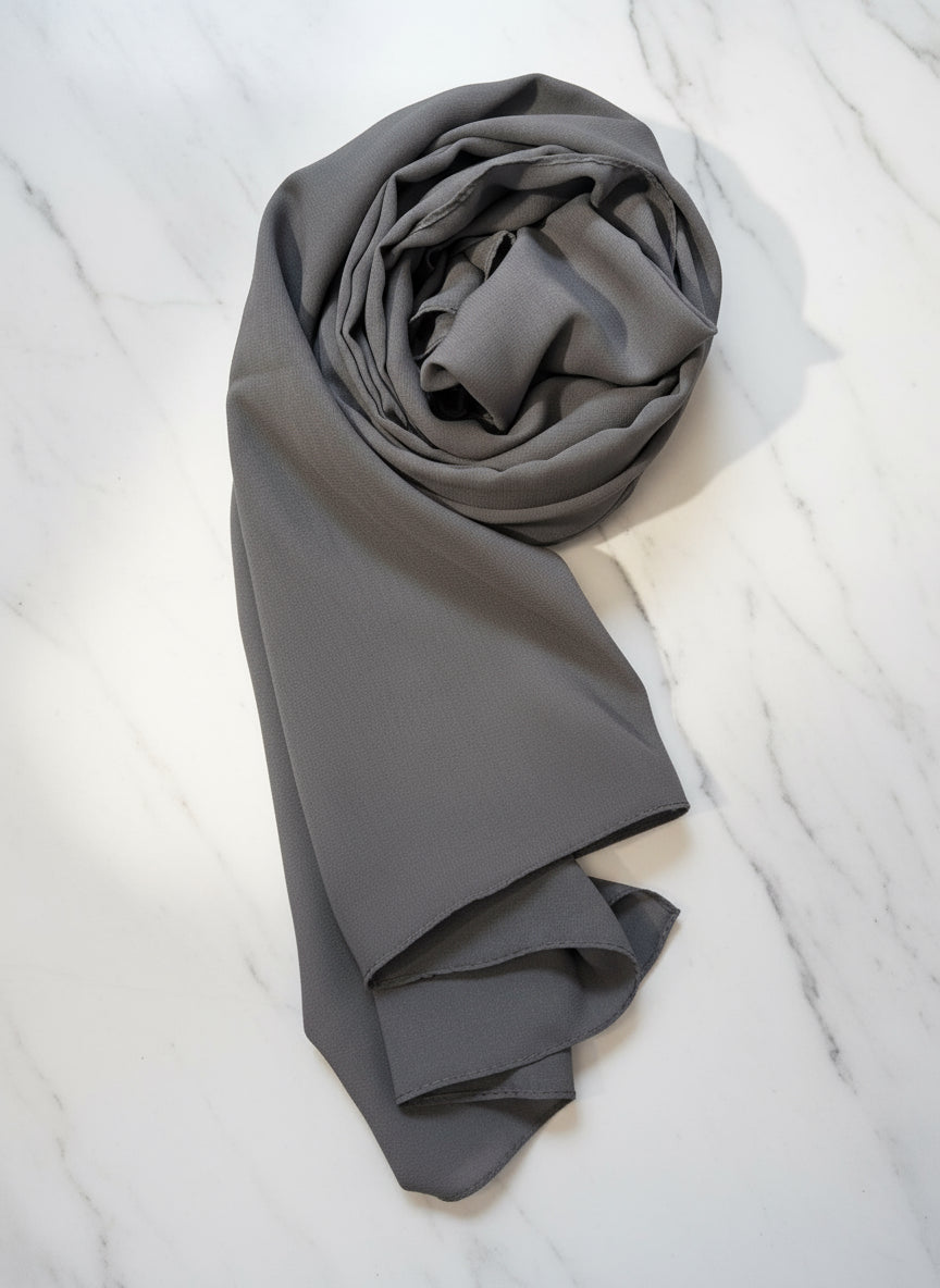 Beautiful Dark Gray Classic Chiffon Hijab