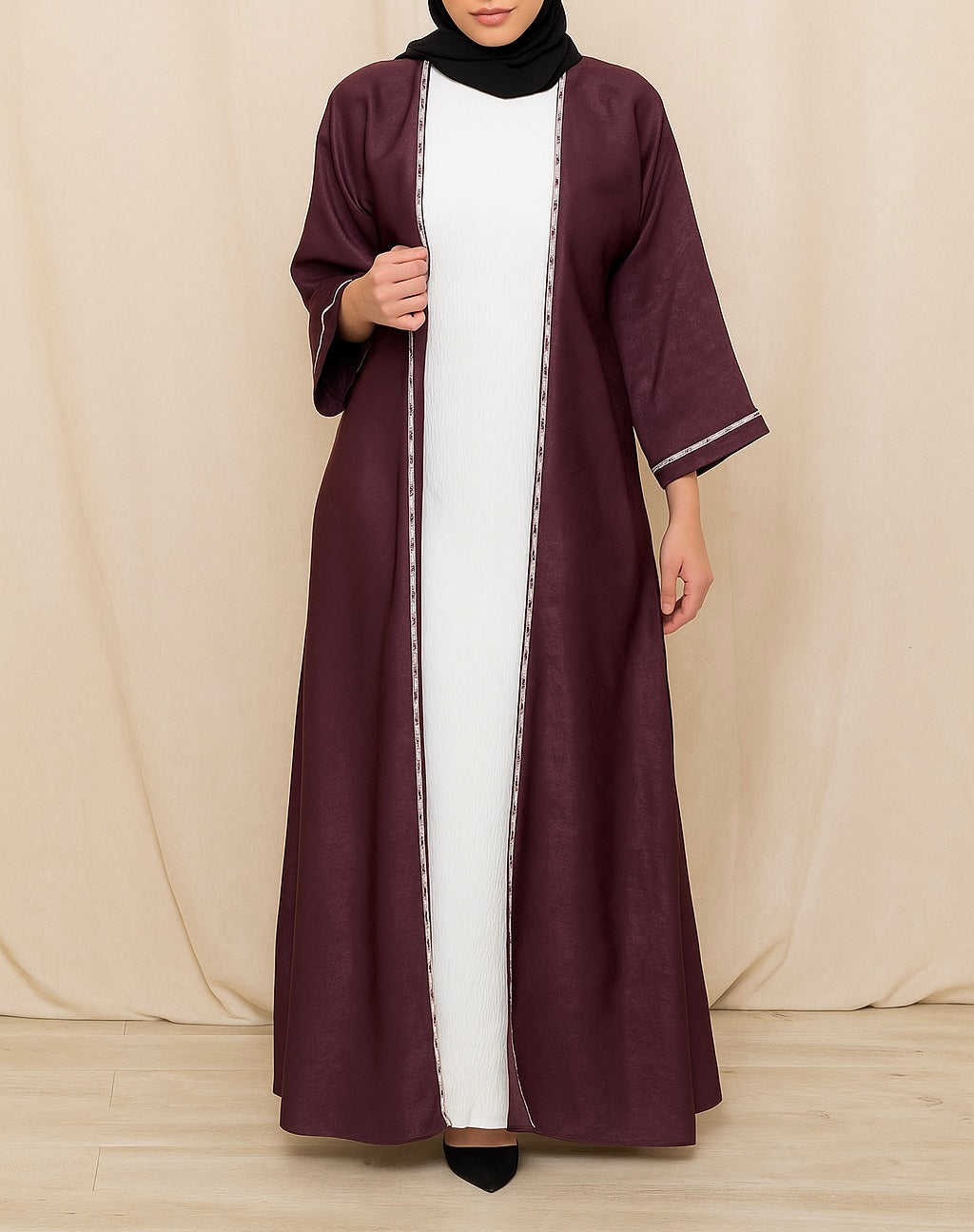 Velvet purple abaya set