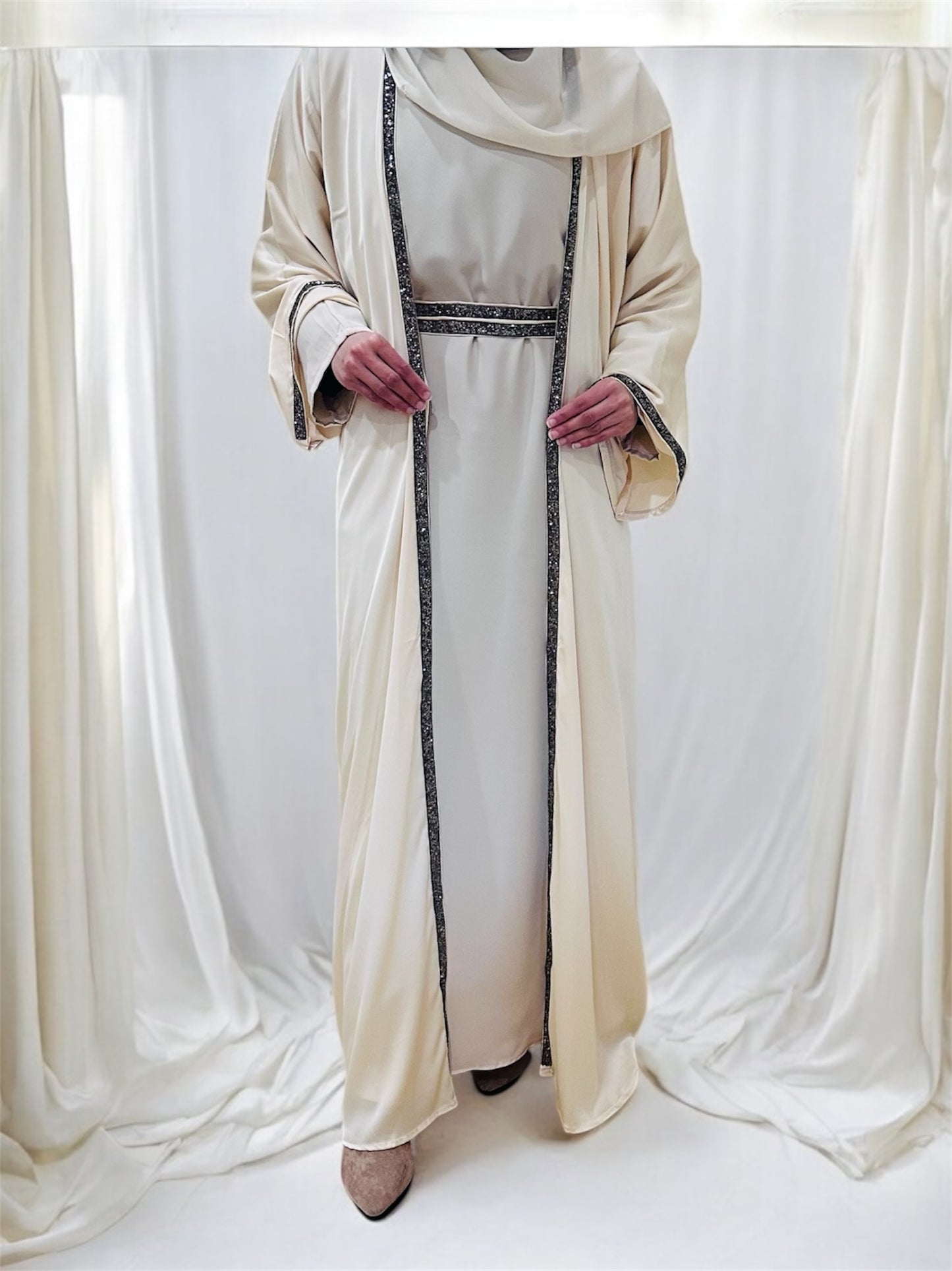 Sarah Diamond Abaya-Beige
