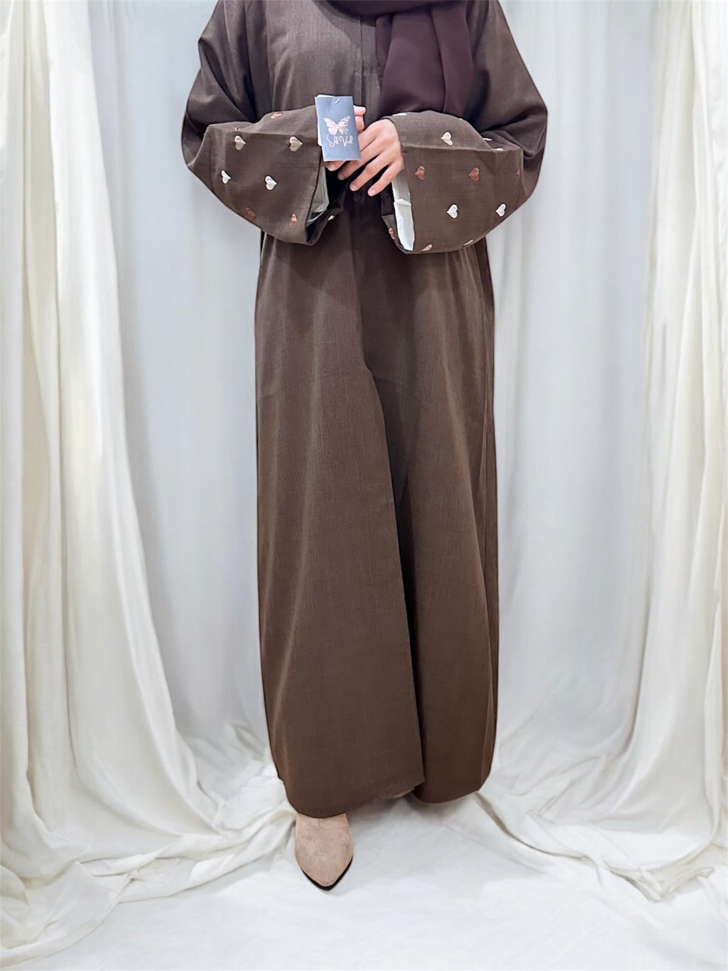 Heart Abaya- Brown