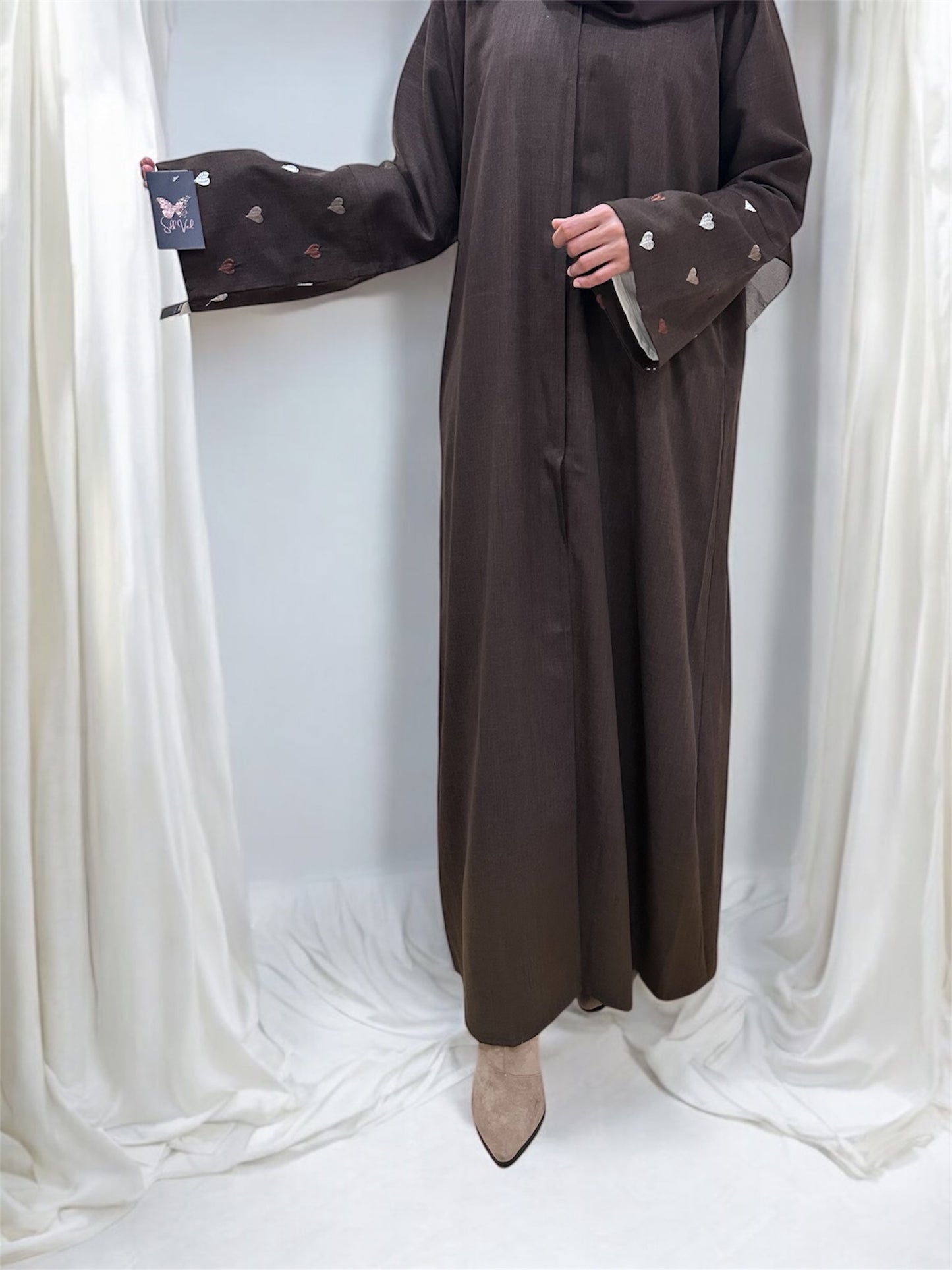 Heart Abaya- Brown