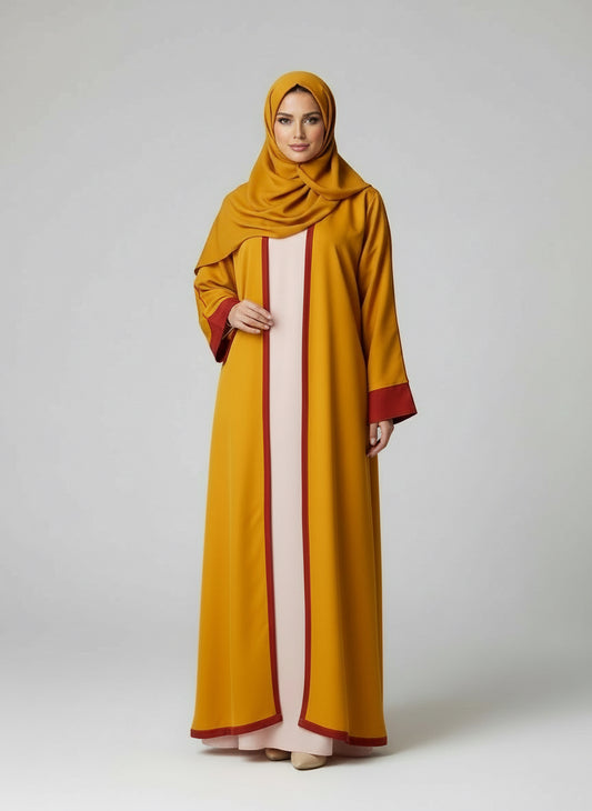 Mustard Shrug Abaya