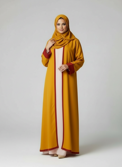 Mustard Shrug Abaya