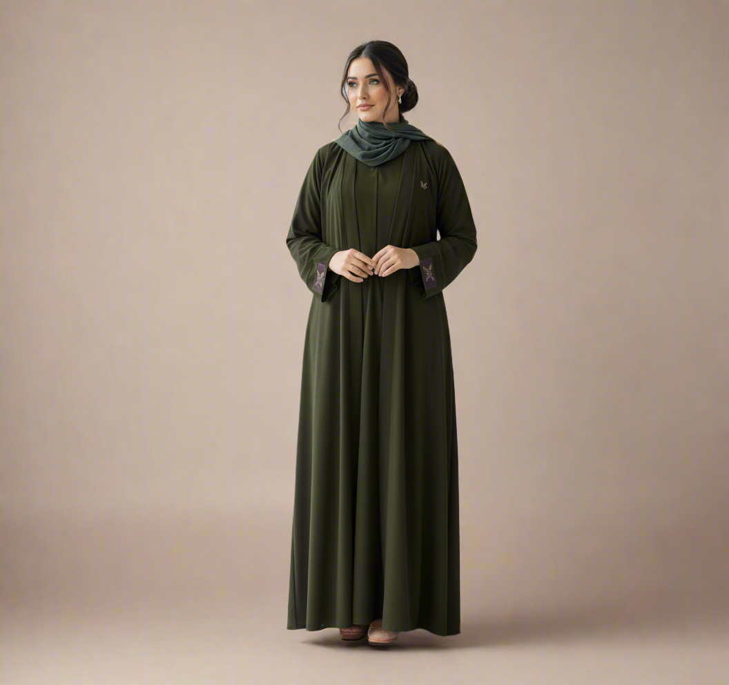 Essential 2-Piece Abaya Set- Olive green