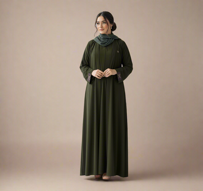 Essential 2-Piece Abaya Set- Olive green