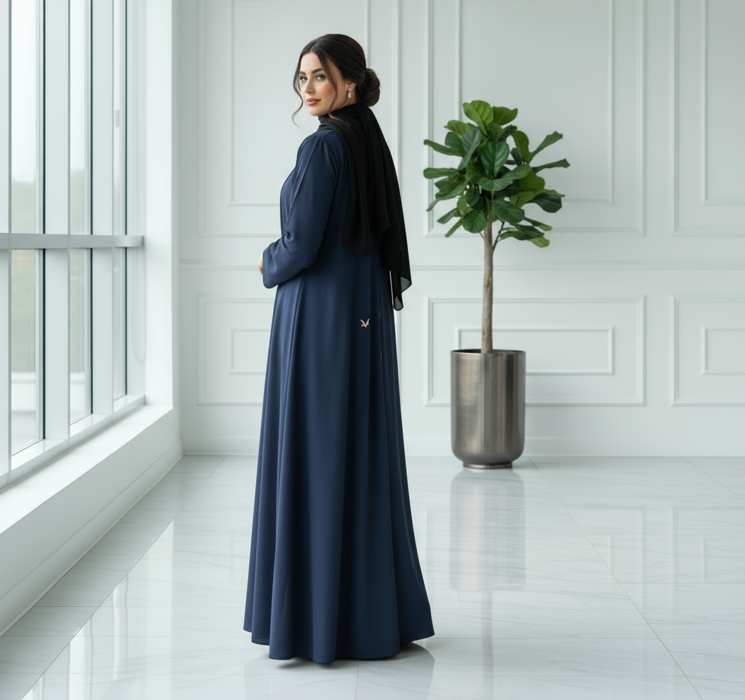Essential Abaya 2 pcs set- Navy blue