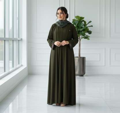Essential 2-Piece Abaya Set- Olive green