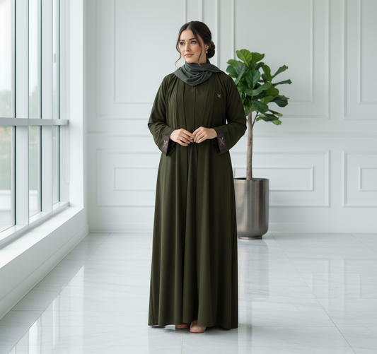 Essential 2-Piece Abaya Set- Olive green