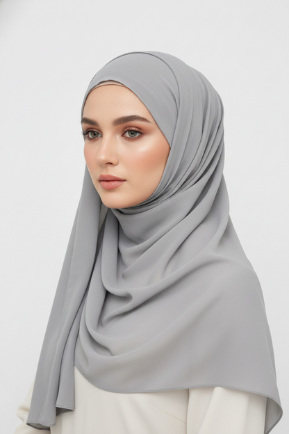 Beautiful Light Gray Classic Chiffon Hijab