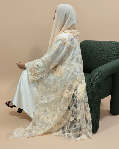 Celestial bloom abaya-Beige