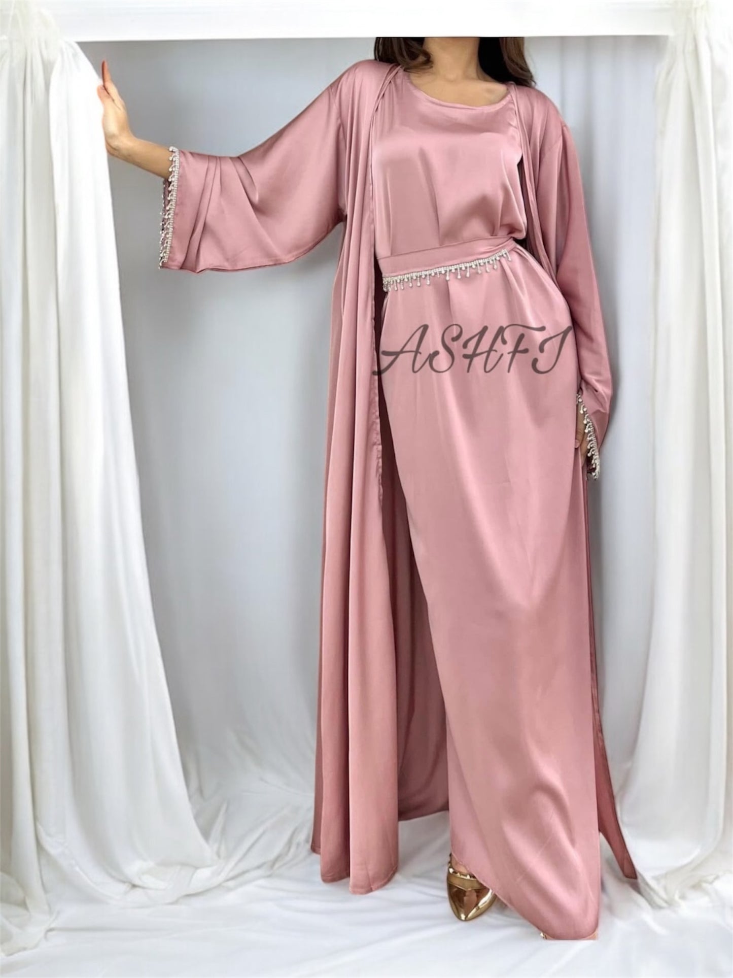 Zeenat Abaya-Rose pink