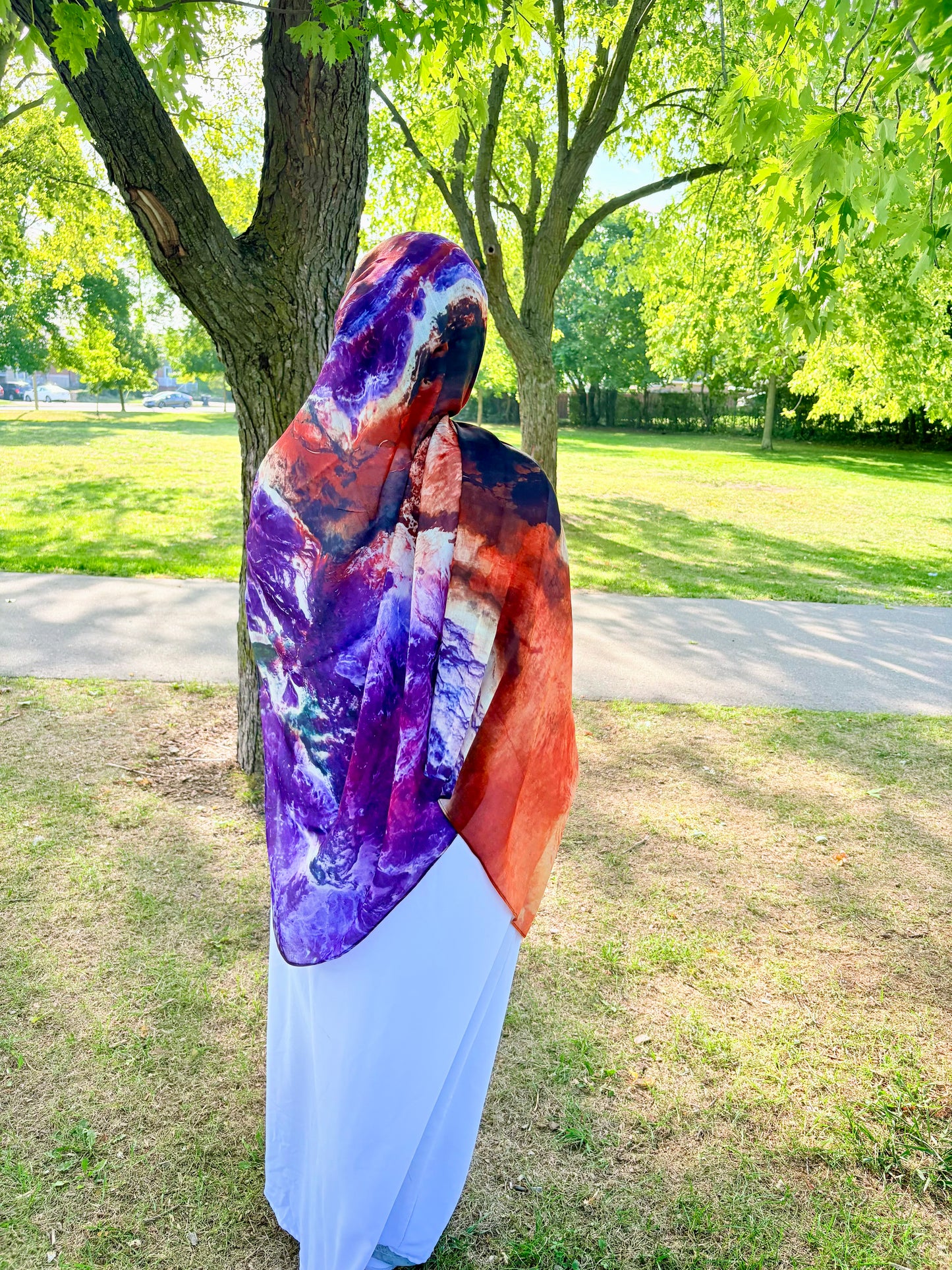 Printed Modal Hijab-Crimson Horizon