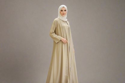 Essential two- Piece Abaya Set-Sand beige