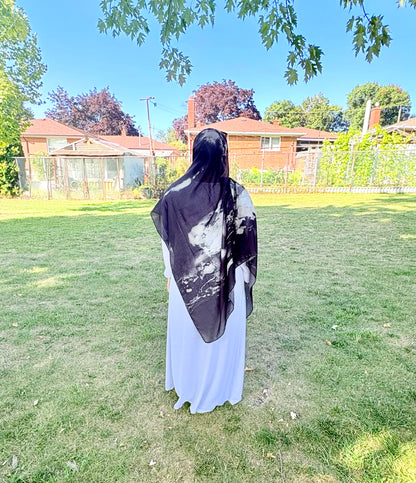 Printed Modal Hijab-Midnight Marble