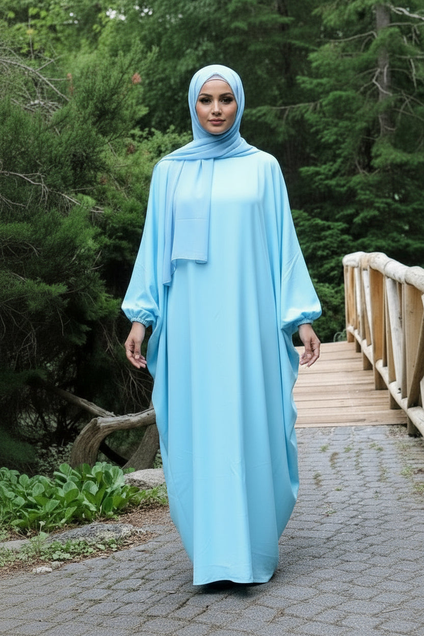 Closed Farasha Abaya-Sky Blue