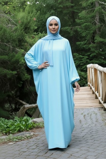 Closed Farasha Abaya-Sky Blue