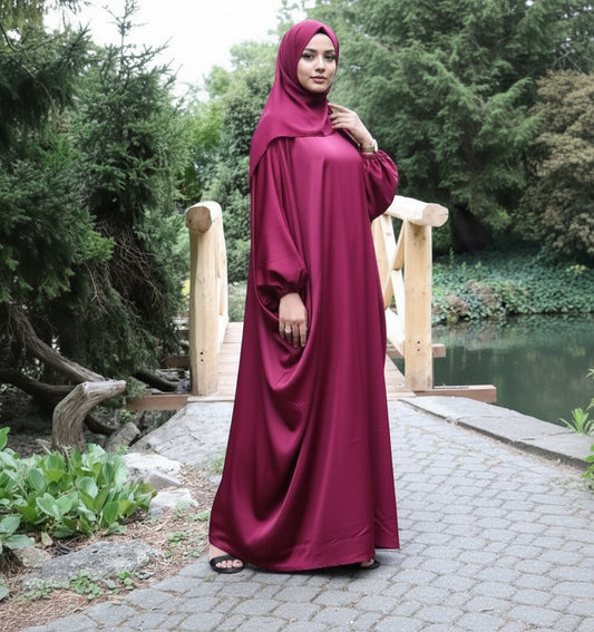 Closed Farasha Abaya-Maroon