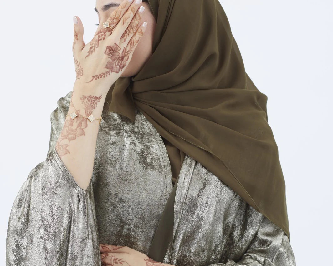 Shimmer Shrug Abaya-Olive