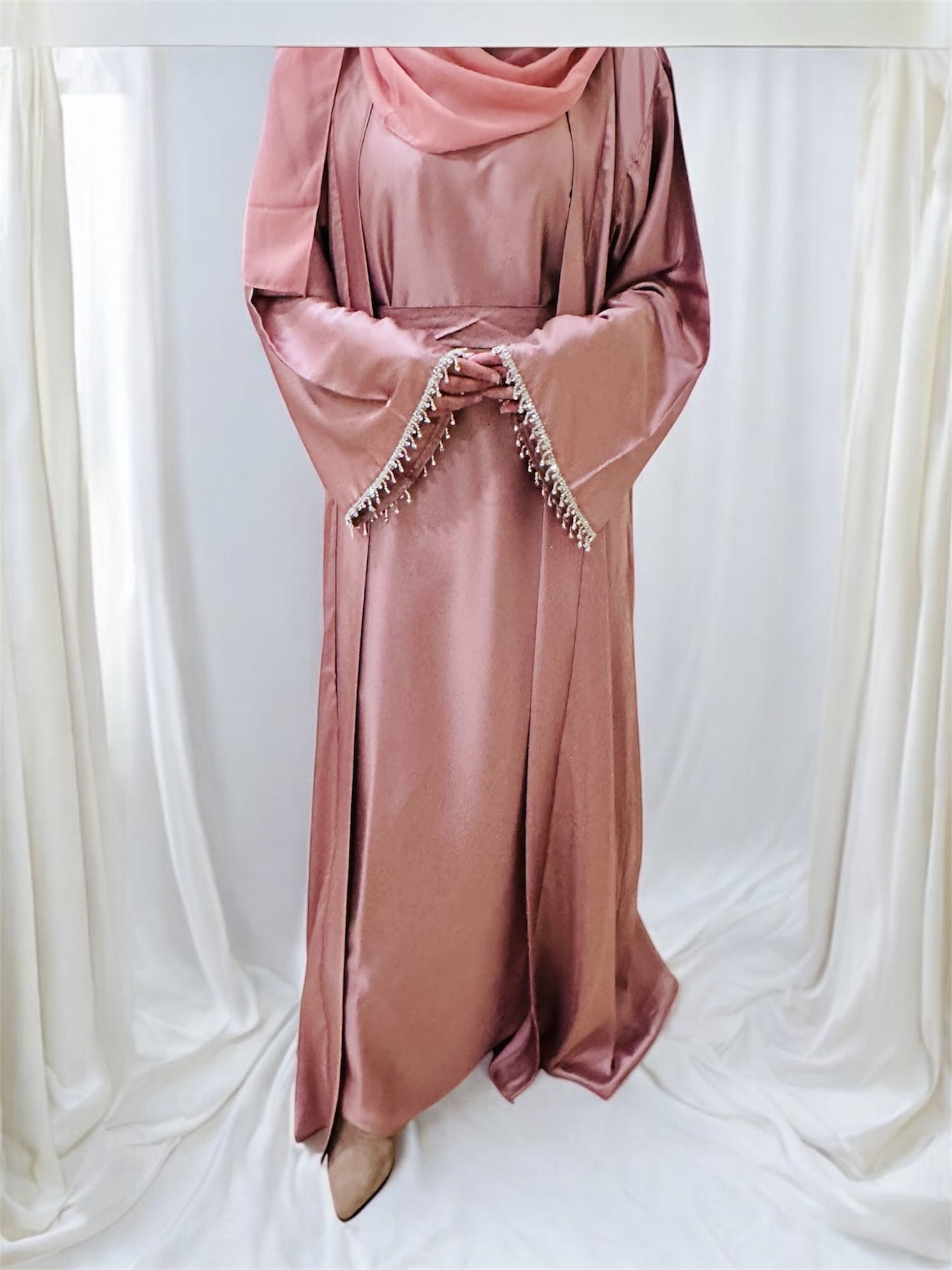 Zeenat Abaya-Rose pink