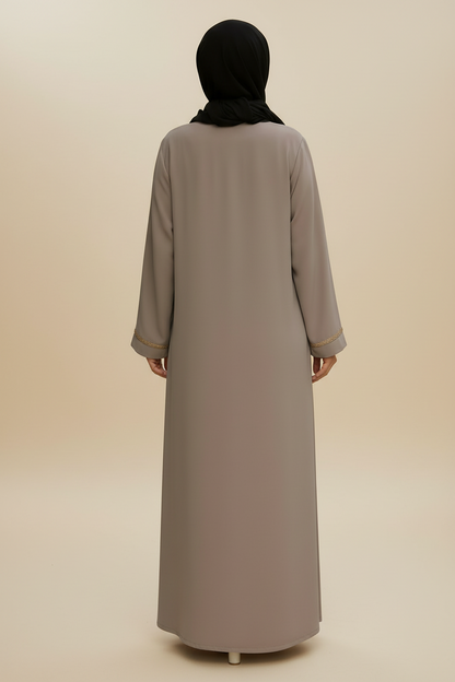 Embellished 2 piece Abaya- Taupe