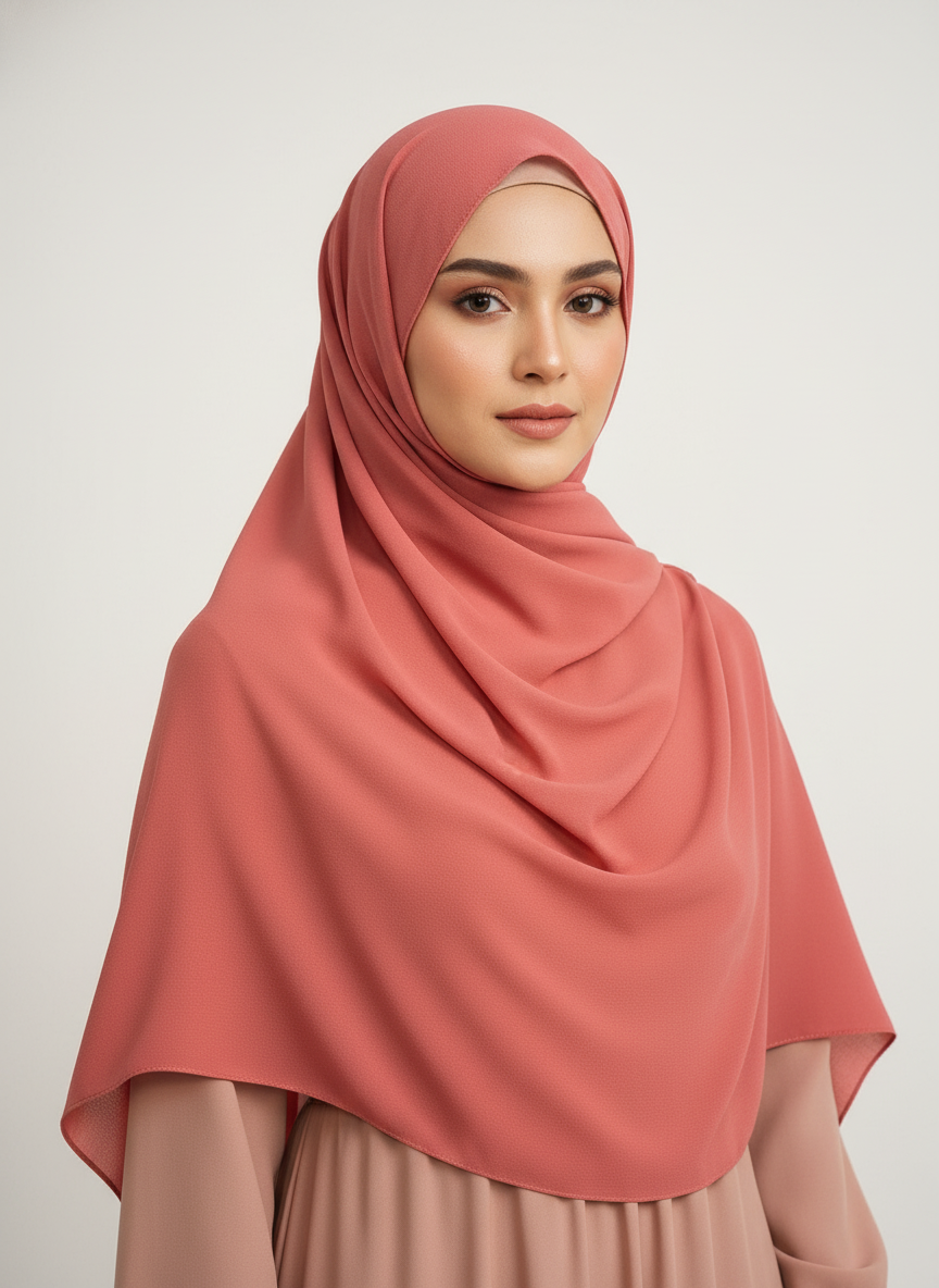 Chiffon hijab- Rose gold