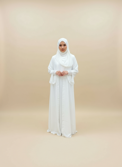 Essential Abaya- White 4 piece set