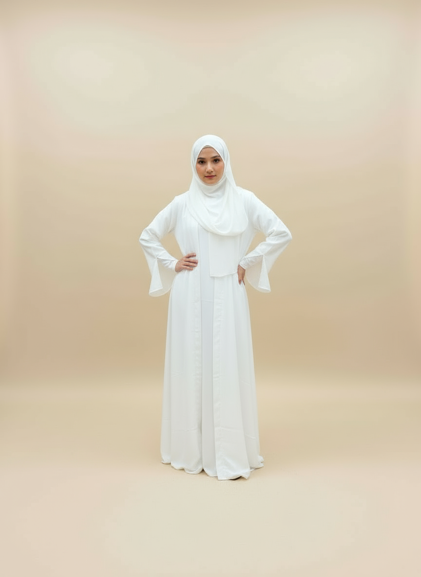 Essential Abaya- White 4 piece set