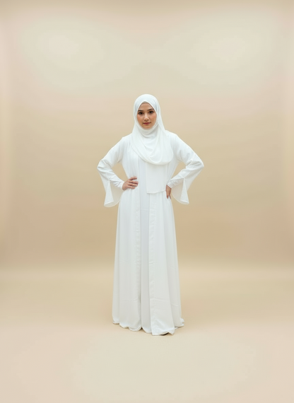 Essential Abaya- White 4 piece set