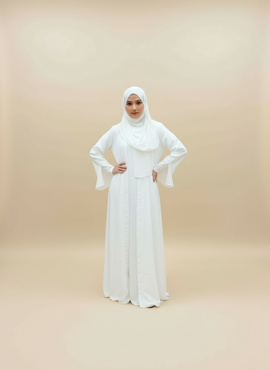 Essential Abaya- White 4 piece set