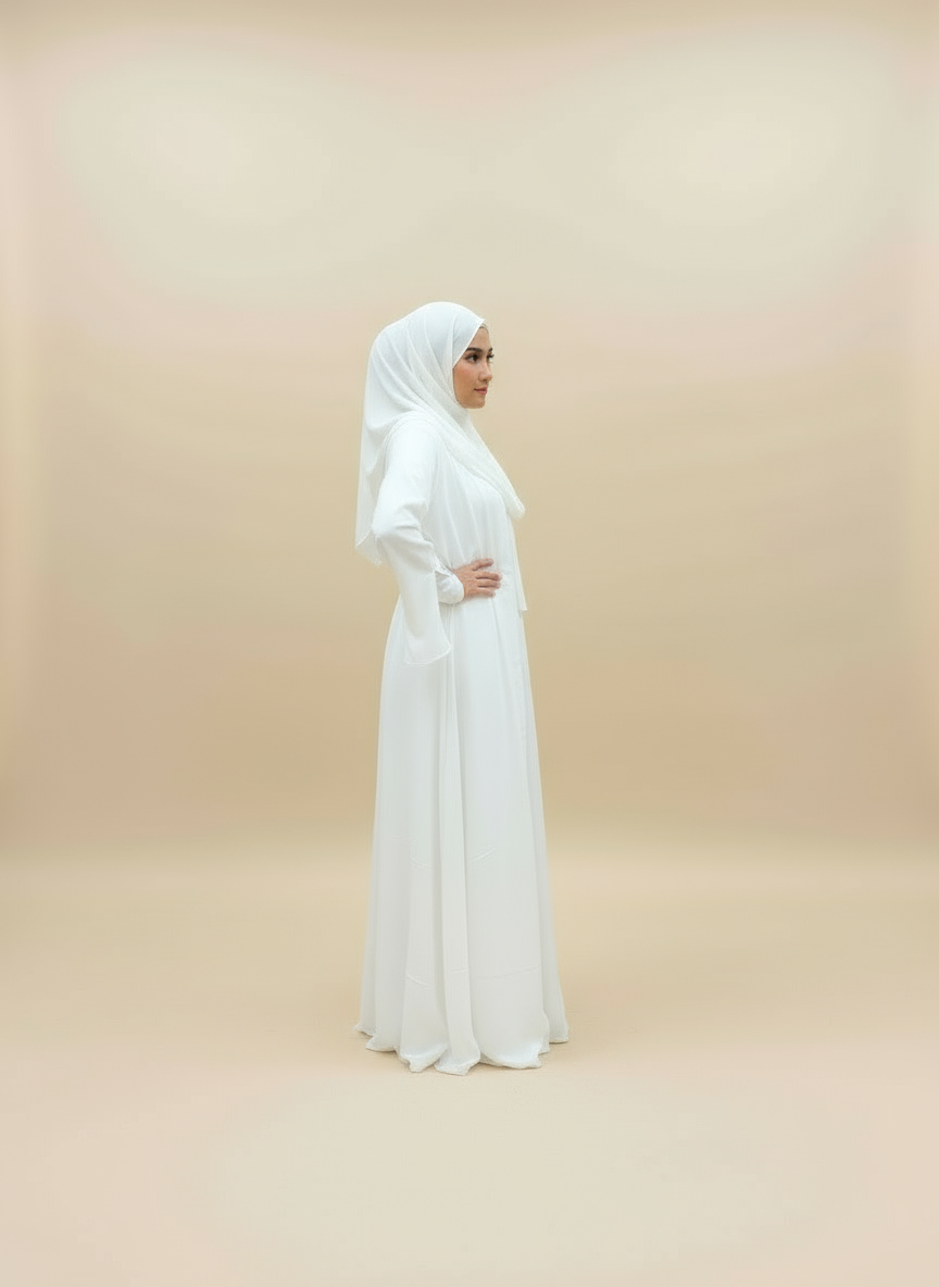 Essential Abaya- White 4 piece set