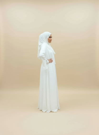 Essential Abaya- White 4 piece set