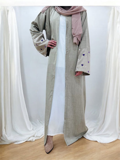 Moon Abaya- Beige with 💜 heart