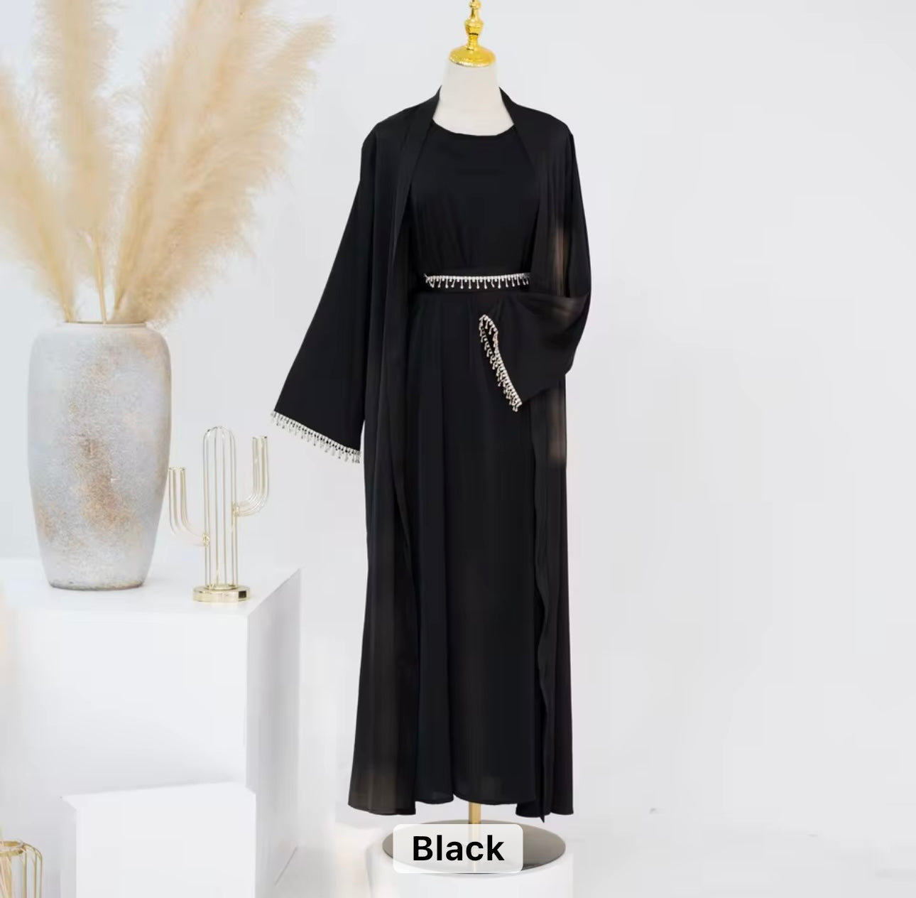 Zeenat Silk abaya- Black