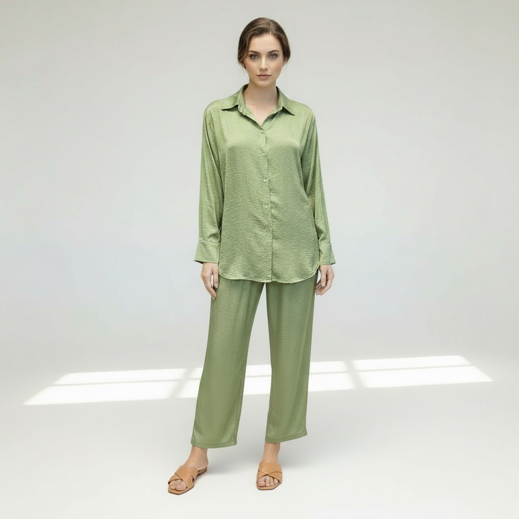 Women’s relaxed top and pant Coordinate sets-Olive