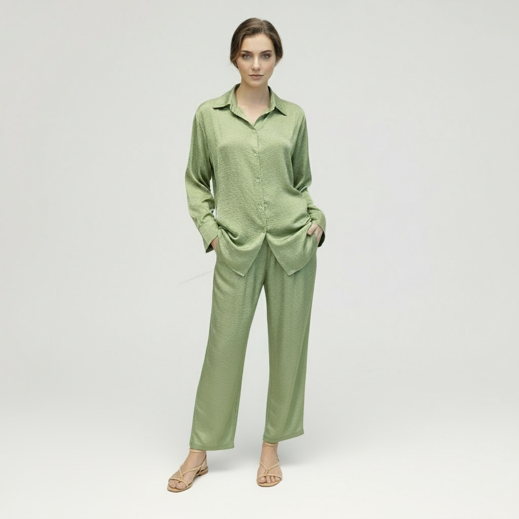 Women’s relaxed top and pant Coordinate sets-Olive