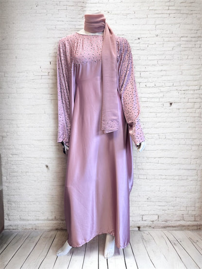 Butterfly Silk Abaya- Rose pink