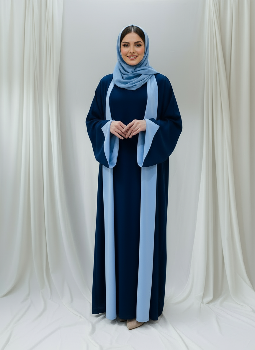 Reversible Abaya- Navy blue/Sky