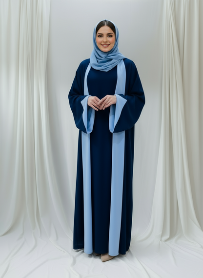 Reversible Abaya- Navy blue/Sky