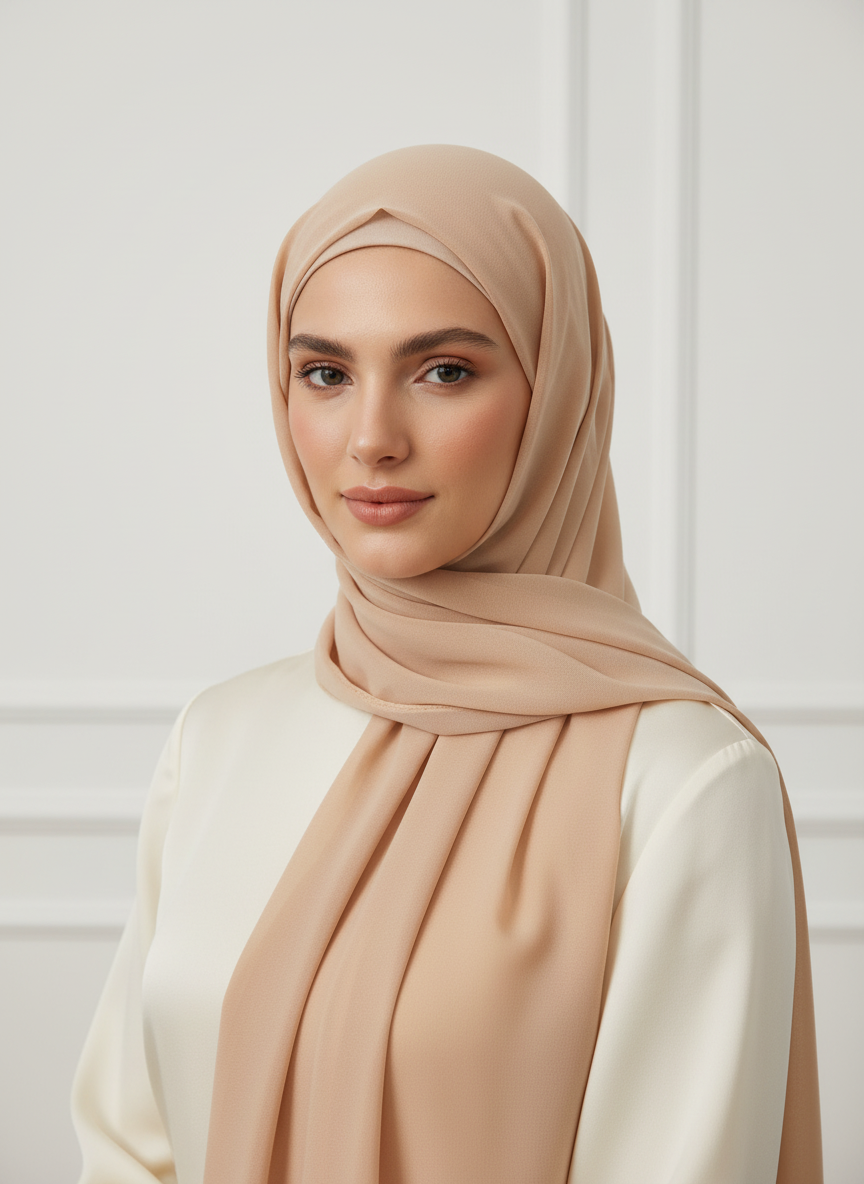 Beautiful beige Classic Chiffon Hijab