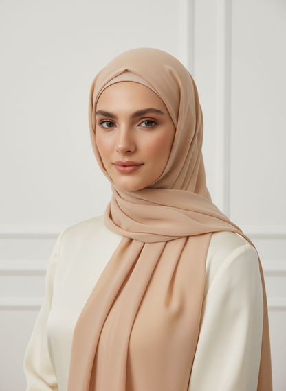 Beautiful beige Classic Chiffon Hijab