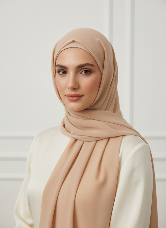 Beautiful beige Classic Chiffon Hijab