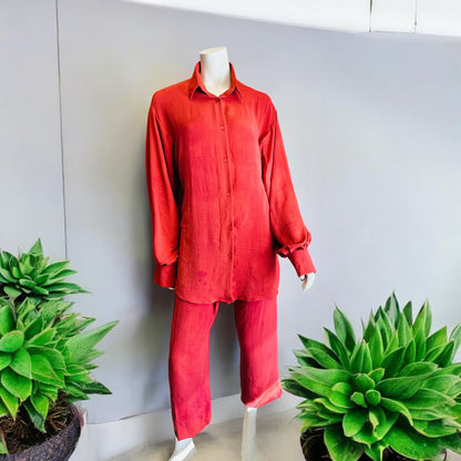 Relaxed Fit Coordinate sets-Brick Red