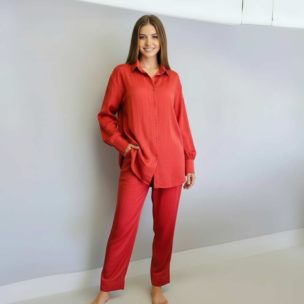 Relaxed Fit Coordinate sets-Brick Red