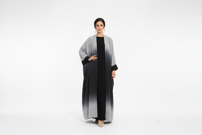 Omre chiffon 2 shaded Abaya- Black/ Grey