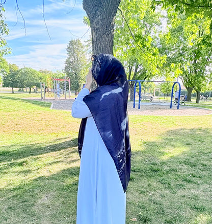 Printed Modal Hijab-Midnight Marble
