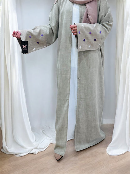 Moon Abaya- Beige with 💜 heart