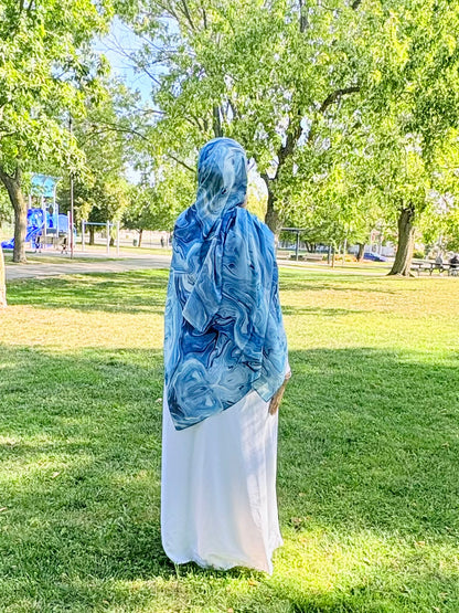 Printed Modal hijab-Ocean Blue
